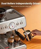 Dual Boiler Espresso Machine with Grinder, 20 Bar Espresso Machines-Use Milk Frother and Brew Coffee Machine Simultaneously, Removable Water Tank, Coffee Maker Cappuccino Latte, 95oz Water Tank