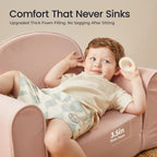 Tiny Land 2-in-1 Foldable Kids Couch with Pockets – Soft Thick Toddler Sofa, Lounger Couch, Convertible Kids Chair for Playroom, Bedroom or Living Room, Gift for Boys & Girls (Pink)