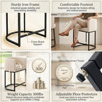 HNY Modern Counter Height Linen Fabric Upholstered Counter Stools Set of 3, 24 Inch Kitchen Island Stool with Black Tubular Frame, Cream