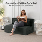 FILUXE Convertible Folding Sofa Bed - Sleeper Chair with Pillow, Modern Linen Fabric Floor & Futon Couch, Foldable Mattress for Living Room/Dorm/Guest Use/Home Office/Apartment, Queen Size, Dark Gray
