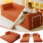 79” Convertible Sofa Bed, 35D High-Density Foam&Corduroy Fabric Sleeper Couch Bed, Fixed-Shape Frame & Removable Armrests,Modular Folding Small Loveseat Futo, Sectional Funto Couch for Small Spaces