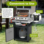 NUUK Grill Table with Storage Cabinet  Outdoor Bar Cart Pizza Oven Table with Wheels  Stainless Steel Top Kitchen Island 20" x 30" Rolling Prep Station for Indoor  BBQ  Deck  Backyard