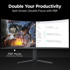 KOORUI 34-inch Ultrawide Curved WQHD 3440×1440 Gaming Monitor  165Hz 144Hz Curved 1000R- PIP/PBP  1ms(MPRT) with DisplayHDR 400  FreeSync Premium  75 * 75mm VESA  HDMI/DisplayPort  34E6UC
