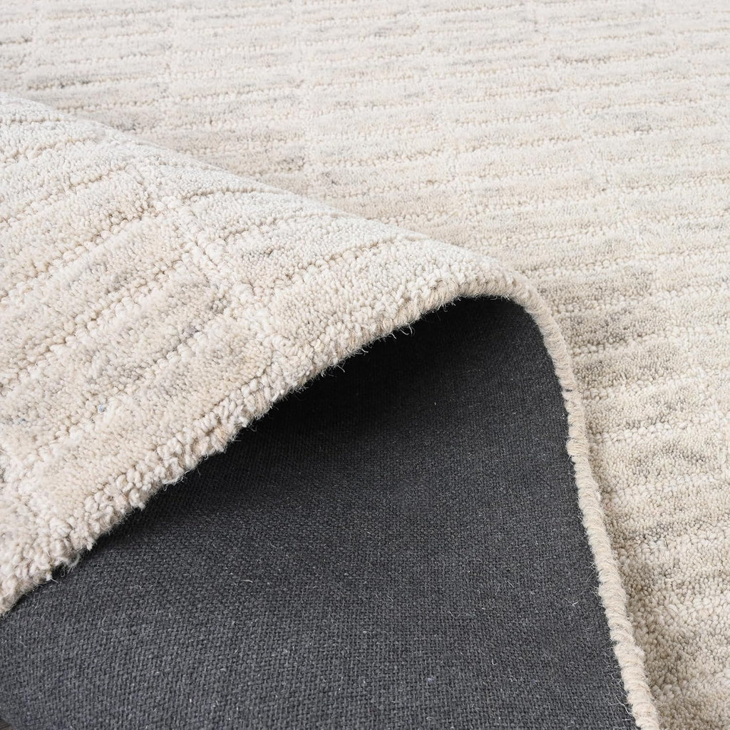 Hand-Tufted 100% Wool Area Rug – Unique Modern Geometric Grid Pattern, Soft Plush Textured Carpet for Living Room, Bedroom, Dining Room & Entryway (Grey, 8' x 10')