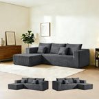 106" Corduroy Boneless Modular Sectional Sofa, Cloud-Louch Deep Seat Sofa with Left Chaise for Living Room & Bedroom（L-Shaped Left Hand Facing ）