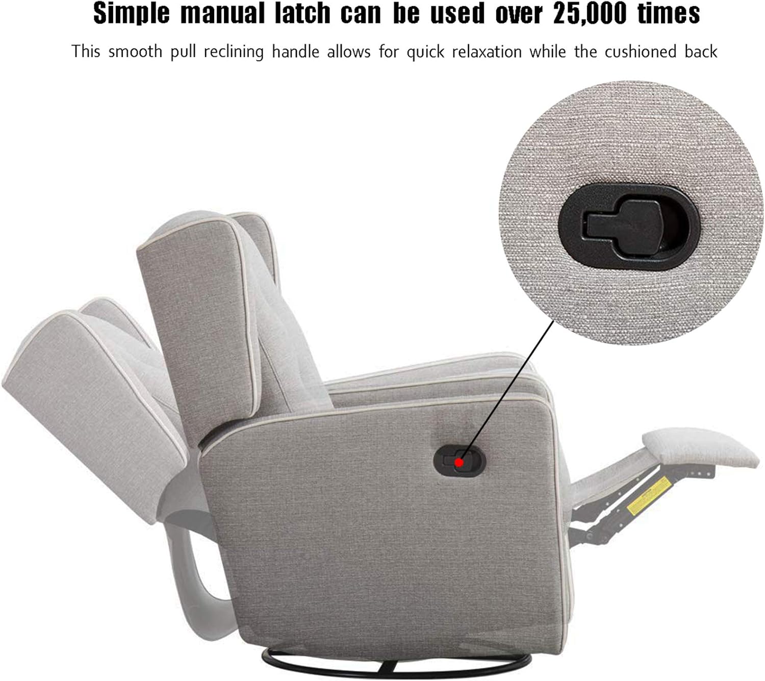 CANMOV Swivel Rocker Recliner Chair, Rocking Chair Nursery Glider Recliner, Manual Glider Chair for Nursery (Gray)
