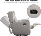 CANMOV Swivel Rocker Recliner Chair, Rocking Chair Nursery Glider Recliner, Manual Glider Chair for Nursery (Gray)