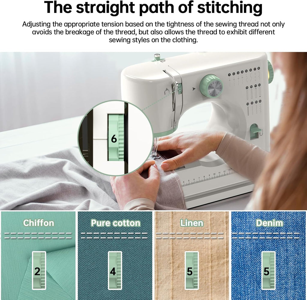 Sewing Machine for Beginners,16 Strings of Weaving Dreams,Double Needle Sewing Machine for Adults,Adjustable Sewing Speed,Suitable for Daily Sewing at Home (New).
