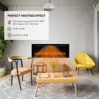 Electric Fireplace 50inches, Wall-Mounted & Recessed Fireplace Inserts, Multicolor Flame w/5 Dimmer, Remote Control Thermostat, Timer, Overheating Protection, Hardwire Connect, 1500W,Black
