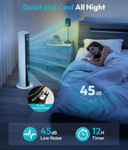 Evaporative Air Cooler - Swamp Cooler with 3L Water Tank, 3 Modes & 3 Speeds, Remote Control, 12H Timer, 50° Oscillating Portable Bladeless Cooling Tower Fan For Room Bedroom Office Mother's Day