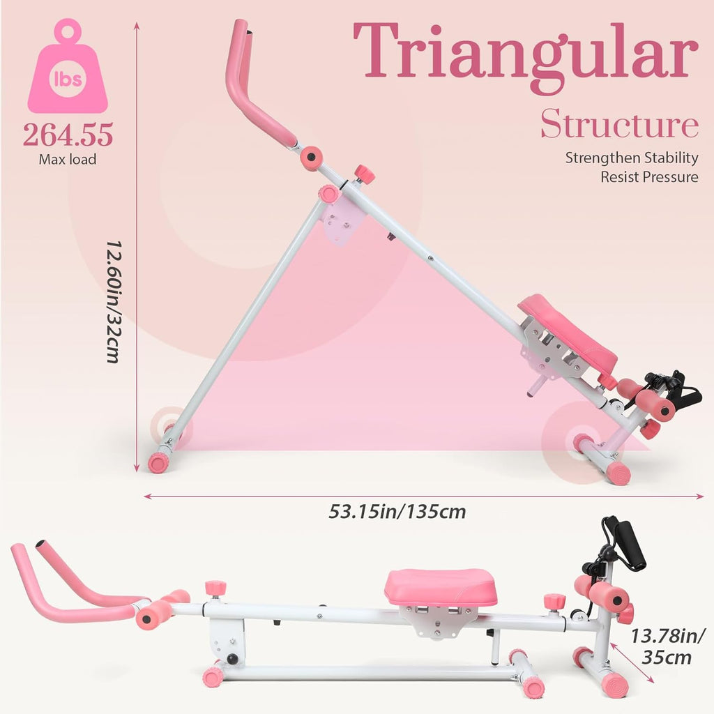 Ab Machine, Adjustable Ab Workout Equipment at Home Gym, Foldable Ab Trainer Machine for Core Strength Training with LCD Display