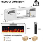Fireplace TV Stand with 36" Fireplace Up to 80" TVs,70" Entertainment Center with LED Lights,Remote Control,TV Media Console with Storage Cabinets for Living Room, White+White