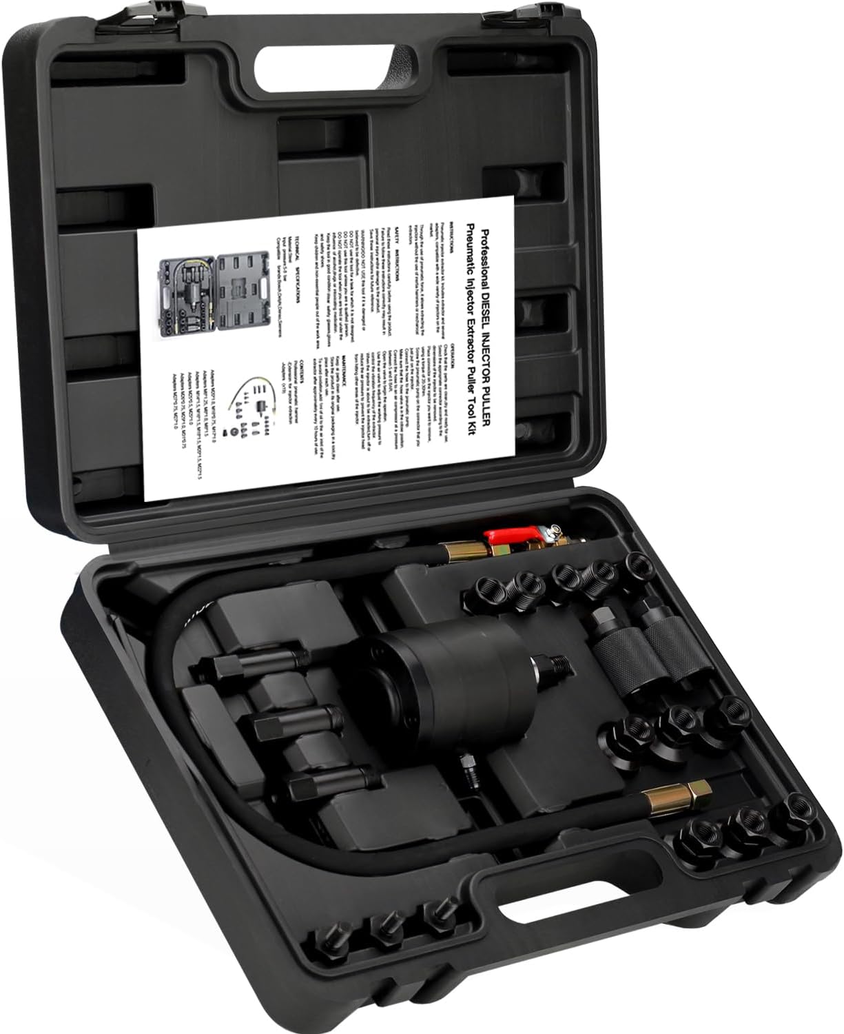 Pneumatic Injector Puller Set Compatible with Diesel Engines 23 PCS Air Vibration Injector Removal Tool Kit