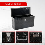 24'' Inch Stripes Plated ATV UTV Aluminum Tool Box Truck Bed Toolbox Waterproof Square Storage Organizer with Lock and Keys Black(‎24" L x 9.5" W x 12.5" H)