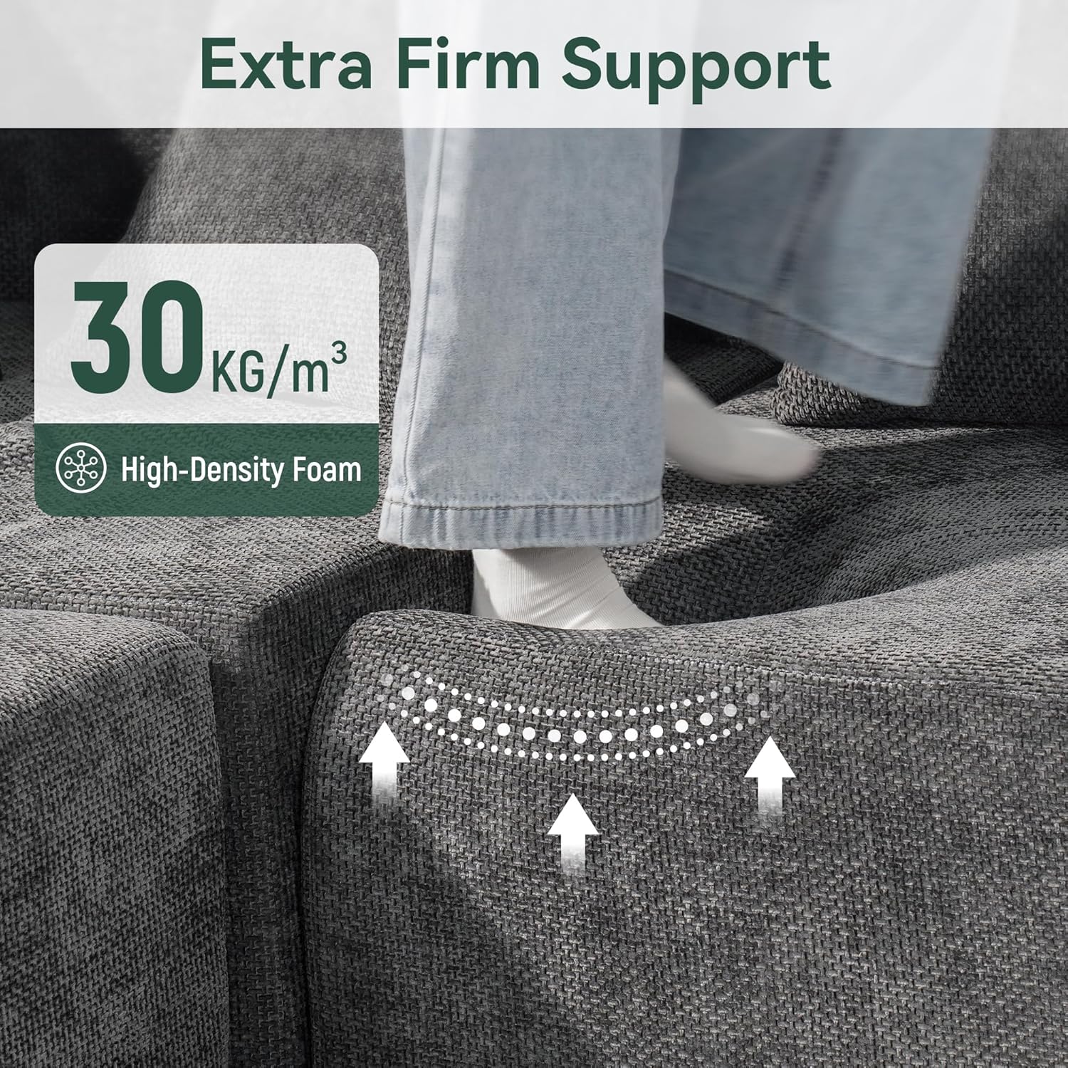 Modular Sectional Cloud Couch for Living Room - 130'' 6 Seater Convertible Chenille Couches Set with Ottoman, No Assembly Compression Sofas, Comfy Floor Sofa with Memory Foam, Dark Grey