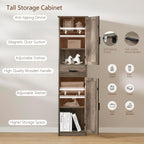 usikey 67'' Tall Storage Cabinet, Narrow Bathroom Floor Storage Cabinet with 4 Shelves & 2 Doors, for Bathroom, Living Room, Rustic Gray UNSNG040M