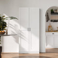White Tall Kitchen Pantry Cabinet Organizers and Storage with Doors and Adjustable Shelves .Wood Large Gabinetes Para Cocina Office Bookshelf for Laundry Room Cabinets (31.5”W*15.7”D*71”H)