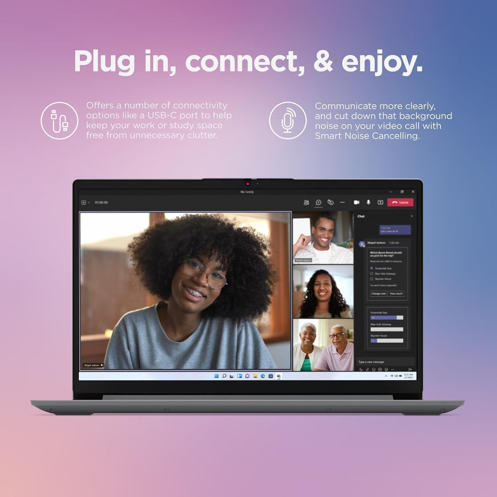 Lenovo IdeaPad 1 Student Laptop  Intel Dual Core Processor  20GB RAM  1TB SSD + 128GB eMMC  15.6" FHD Display  1 Year Office 365  Windows 11 Home  Wi-Fi 6  Webcam  Bluetooth  SD Card Reader  Grey