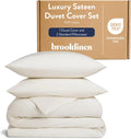 Brooklinen Luxury Sateen Duvet Cover Set - 100% Cotton, Full/Queen Size in Cream - Includes 1 Duvet Cover and 2 Standard Pillowcases - Best Full/Queen Duvet Covers