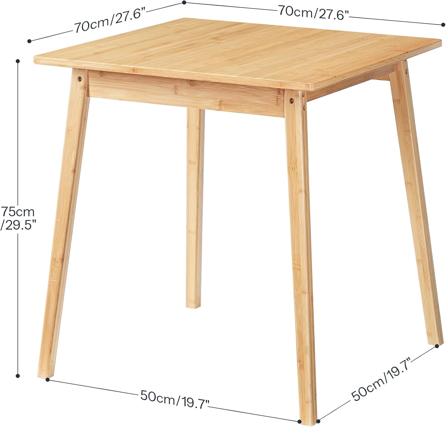 HOOBRO Bamboo Dining Table, Square Dining Table for 2, 27.6" Kitchen Table for Small Space, Writing Table, Easy to Assemble, for Dining Room, Living Room, Office, Kitchen, Natural YL70CZ01G1