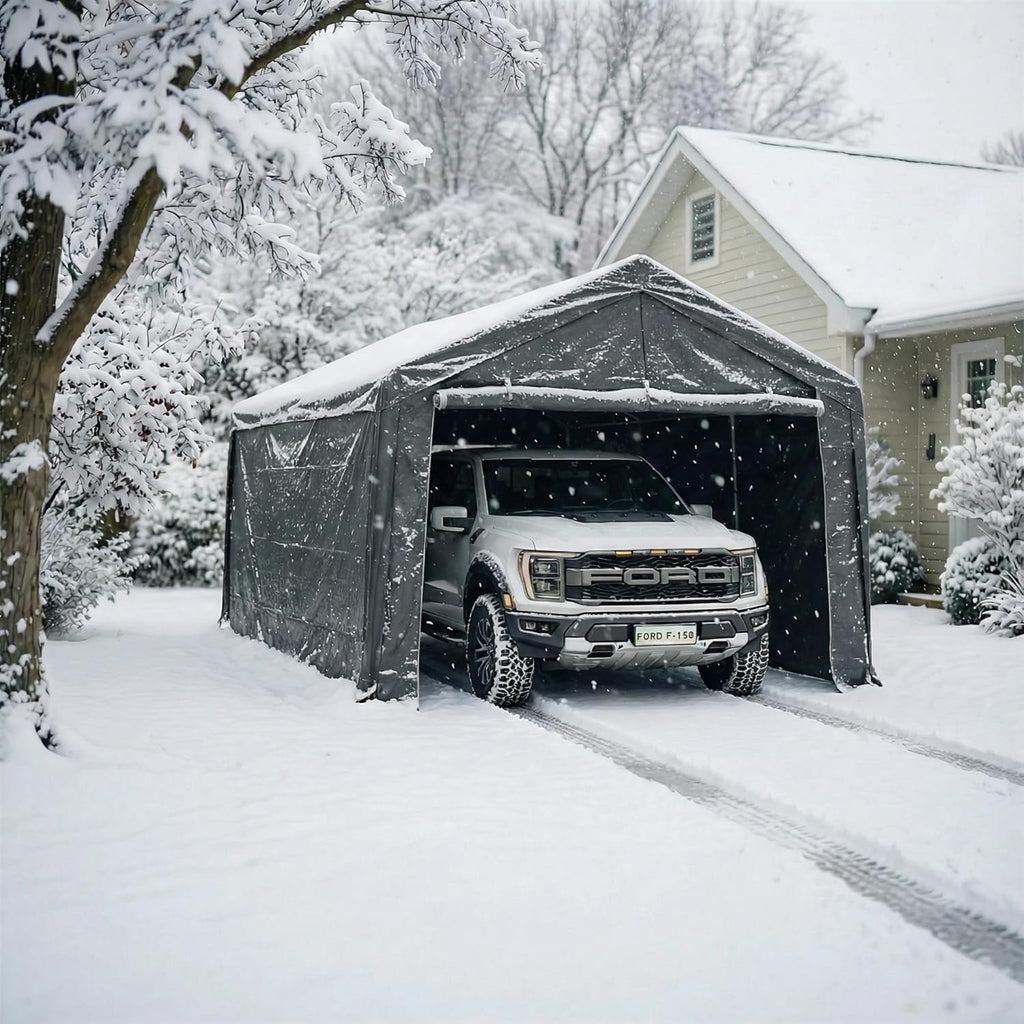 Storage Shed, 3/4 inch Thick Support Rods & Bolted Frame (Not Socket), Rolled Up Doors and Ventilation Window, Carports Car Tent 10 × 20 × 9 FT
