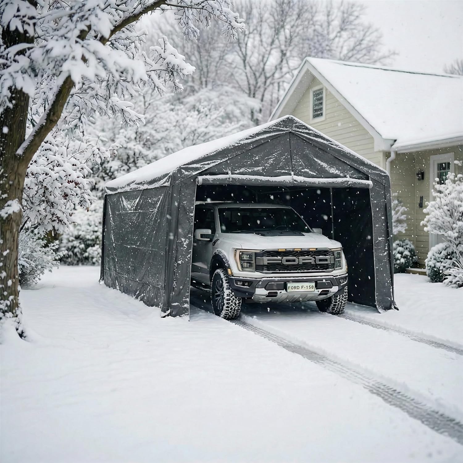Storage Shed, 3/4 inch Thick Support Rods & Bolted Frame (Not Socket), Rolled Up Doors and Ventilation Window, Carports Car Tent 10 × 20 × 9 FT
