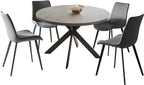 Zerifevni Round Dining Table Set, Mid Century Modern 47 INCH, Leisure Coffee Table, Saving Space (Grey)