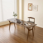 Solid Wood Study Desk - 71" Double Long Computer Table for Home Office, 2-Person PC Workstation, Walnut