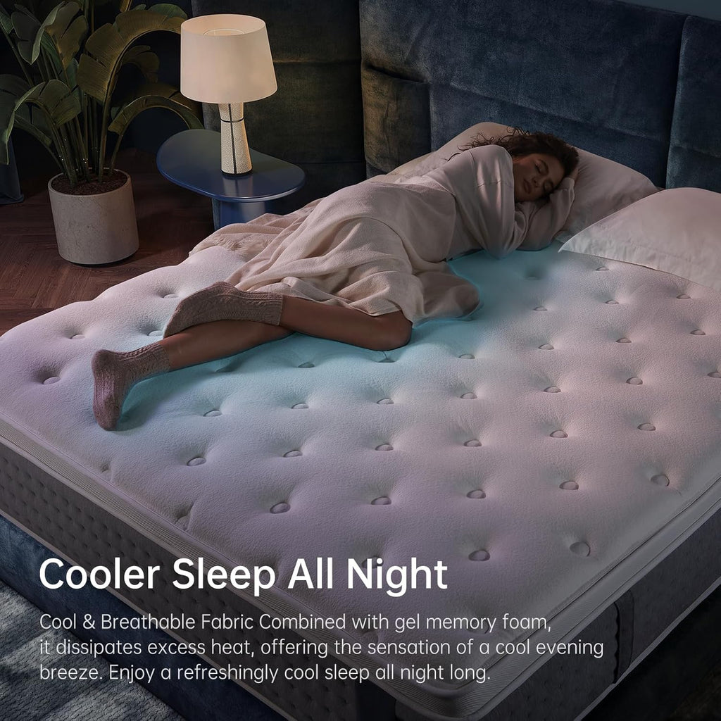 14 Inch King Size Mattress, Medium Plush Hybrid with Memory Foam & Individually Wrapped Coils, CertiPUR-US Certified, Fiberglass-Free Design (14 inch, King)