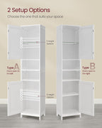 VASAGLE Tall Bathroom Cabinet with Lights, Slim Freestanding Bathroom Storage Cabinet with Adjustable Shelves, for Small Spaces, Modern, 15.7 Inches Wide, Cloud White UBBC766W02