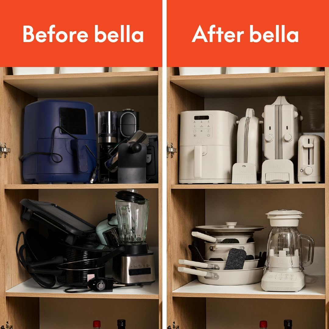 bella 9 Piece Ceramic Nonstick Cookware Set, Fits-anywhere™ Kitchenware w EverGood™ Coating, Dishwasher & Oven Safe, All Stovetops Compatible, Stackable Design, Cool Touch Handles, Plum