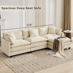 SoarFlash 77.95" Chenille Sectional Sofa, Comfy Modular Loveseat Sofa, Modern 2-Seat Couch Deep Seat Sofa Set for Living Room,Beige