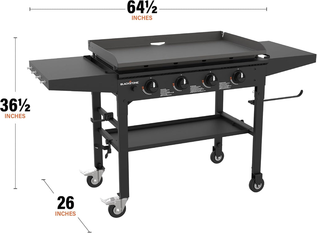 Blackstone 1554 36” Omnivore Griddle with Folding Side Shelves  Powder Coated Steel  Black