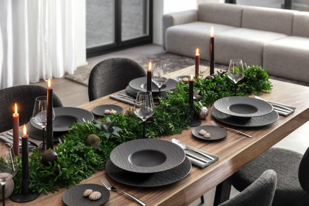 Villeroy & Boch Manufacture Rock Pasta Bowl, Set of 4, Premium Porcelain, Made in Germany, Black