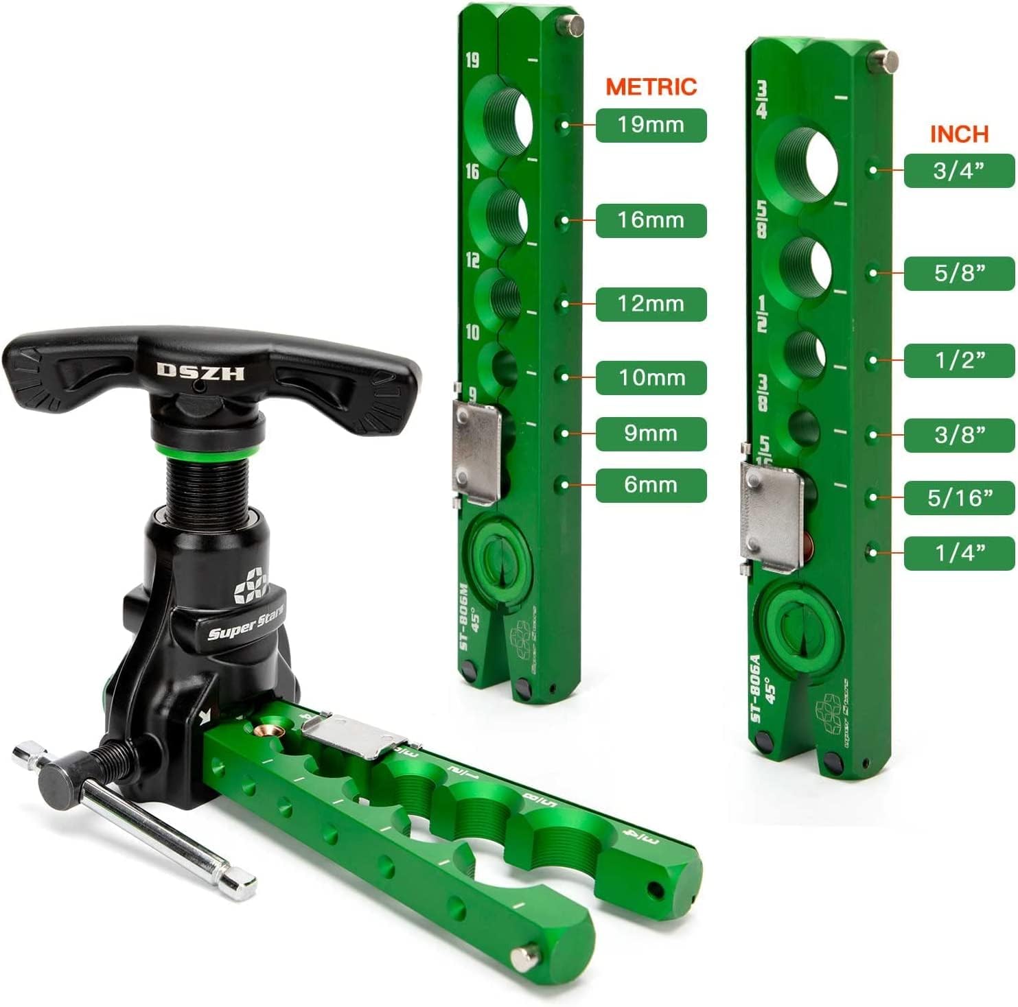 Flaring Tool Kit Pipe Expander Set 1/4" - 3/4" Tubing Pipe Flare Tool HVAC 45° Eccentric Type Flare Tool with Pipe Cutter for Copper/Aluminum/Stainless Steel Pipes Refrigeration