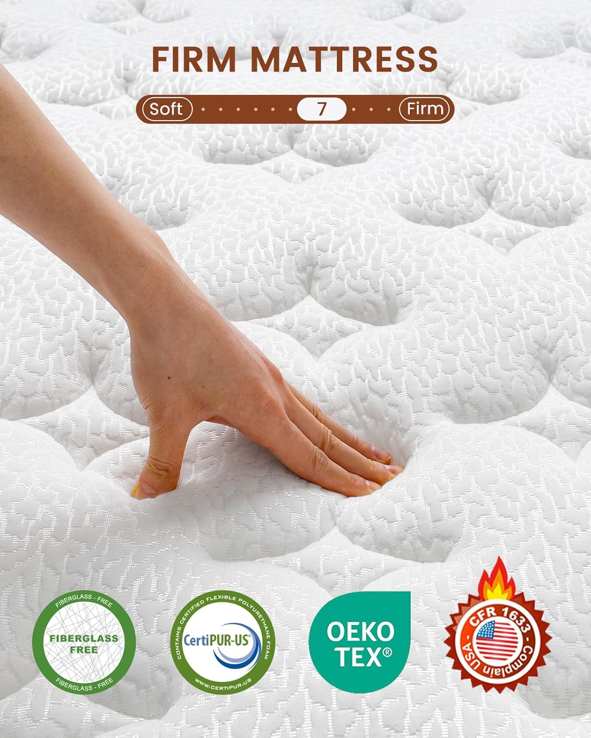 BedStory Queen Mattress 14 Inch - Firm Hybrid Mattress with Orthopedic Spinal Support for Back Pain - 2.0mm Advanced Pocket Spring and Motion Isolation Technology, CertiPUR-US Certified
