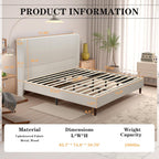 King Size Platform Bed Frame,Upholstered Bed Frame with Wing Side Headboard,Chenille Fabric,Strong Wooden Slat Support, No Box Spring Needed, Easy Assembly, Noise-Free,50.78" High,Light Beige