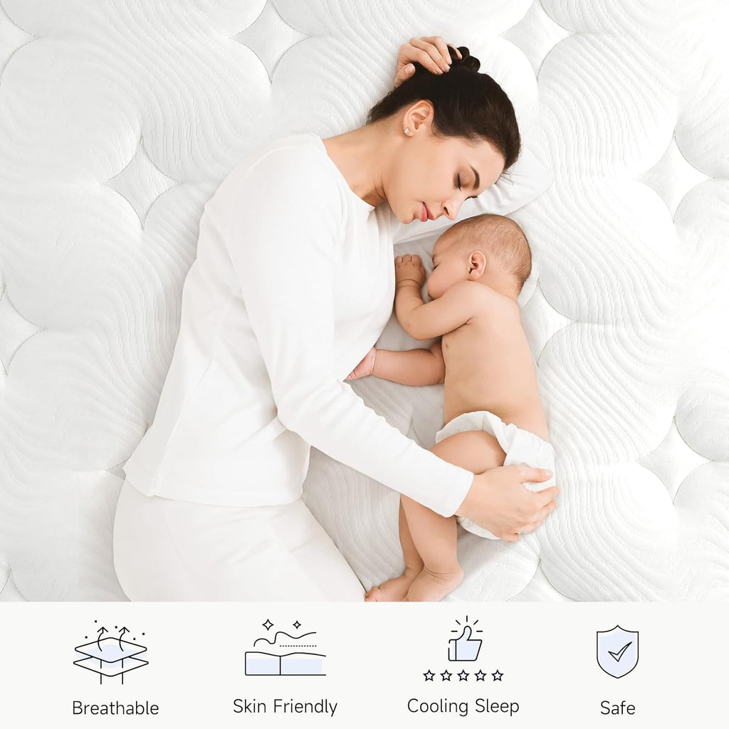 Vesgantti Queen Mattress,12 Inch Hybrid Innerspring Mattress in a Box with Memory Foam,Back Support & Pressure Relief,Medium Firm Feel for Adults (Queen Size)