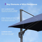 PURPLE LEAF 10FT Cantilever Outdoor Umbrellas Large Patio Umbrella Hanging Double Top Square Offset Umbrella with 360°Rotation Tilting Umbrella Outdoor Patio, Navy Blue