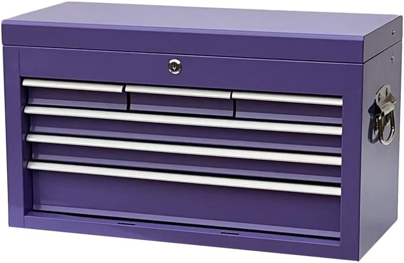 Workington Portable Metal Tool Chest with 6 Drawers, 24" 6-Drawer Tool Chest Cabinet with Ball Bearing Drawer Slides, Steel Tool Storage Box Organizer 4005 Purple