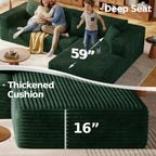 108.2" Modular Sectional Sofa with Deep Seat, Boneless L Shaped Corduroy Couch Modern Comfort, Cloud Couch Oversized for Living Room No Assembly (Right Facing Chaise,Green)