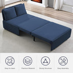 ijuicy 3 in 1 Twin Size Pull Out Sofa Bed Linen Sleeper Sofa with Pullout Bed, Convertible Loveseat Couch Beds with Pillows and Tri-fold Mattress for Small Space Apartment, Dark Blue