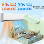 Mini Split Air Conditioner with Heat Pump, 18000 BTU 19 SEER2 230V Energy Efficient Ductless Inverter, 1 Ton Pre-Charged Condenser Cools Up to 1250 Sq.Ft with Installation Kit