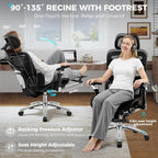 Ergonomic Office Chair with Footrest, Big and Tall Home Desk Chair, High Back Rolling Computer Chair with 5D Flip-Up Arms and Lumbar Support, Comfy Gaming Chair, Swivel Mesh Chairs, Black