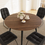 43.3 Inch Round Dining Table Set for 4, Modern Small Kitchen Coffee Set for Dining Room Kitchen Apartment (Walnut Table+4 U-Shaped Black Chairs)