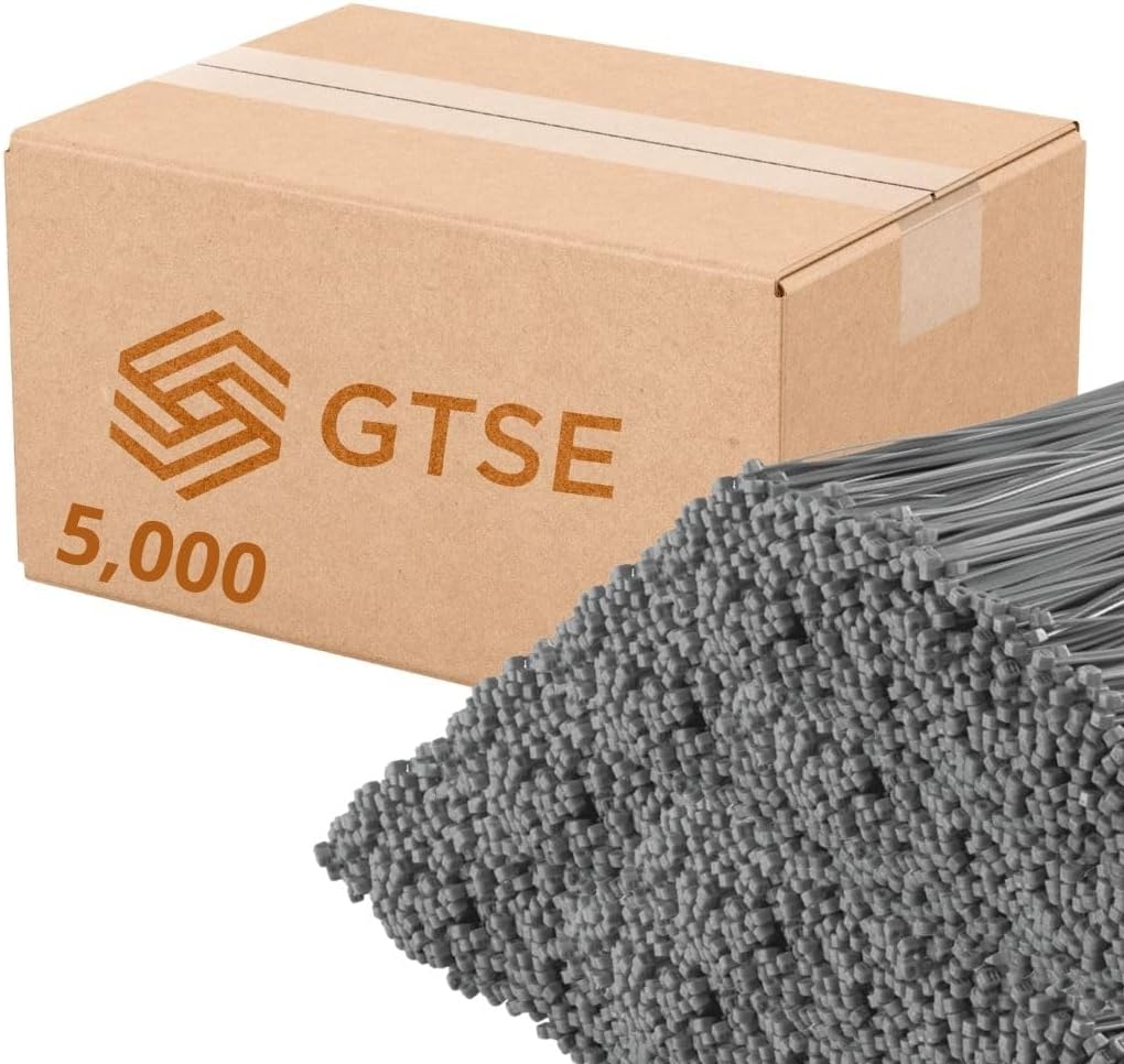 GTSE 14 Inch Silver/Gray Zip Ties  5 000 Bulk Pack  50lb Strength  UV Resistant Long Nylon Grey Cable Ties  Self-Locking 14" Tie Wraps