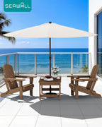 SERWALL Outdoor Coffee Table with 1.69" Umbrella Hole, HDPE Patio Coffee Table for Outside, Rectangle, Brown