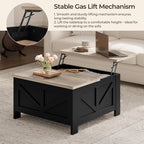 Yaheetech Lift Top Coffee Table with Storage, Square Coffee Table for Living Room, 31.5 Inches Center Tables with Large Hidden Storage Compartment for Home Office, Black&Gray