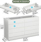 8 Drawer Dresser with Power Outlet, Modern Chest of Drawers with LED Light & Glass Top, Wood Double Dresser TV Stand with Organizer Storage for Bedroom, Living Room, Closet (White)