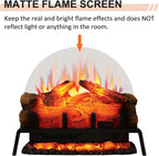 PuraFlame 24" Free Standing Electric Fireplace Log Set Insert, 750W/1500W Heater, 6 Flame Colors with 5 Brightness, Crackling Sound, Remote Control